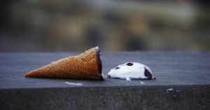A dropped ice cream signifying human error