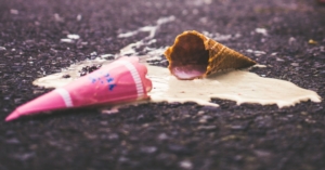 A dropped ice cream as a result of human error