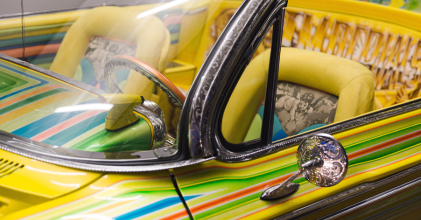 A customised yellow car