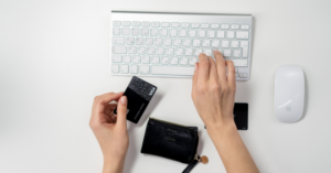Someone paying for their ecommerce purchase online