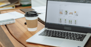 An online store being browsed on a laptop