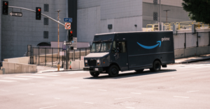 Amazon van at a crossing