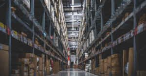 Stocked shleves in a warehouse