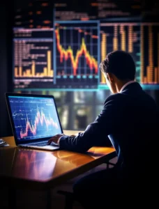 ecommerce analytics 3D bar chart in orange colour on dark background